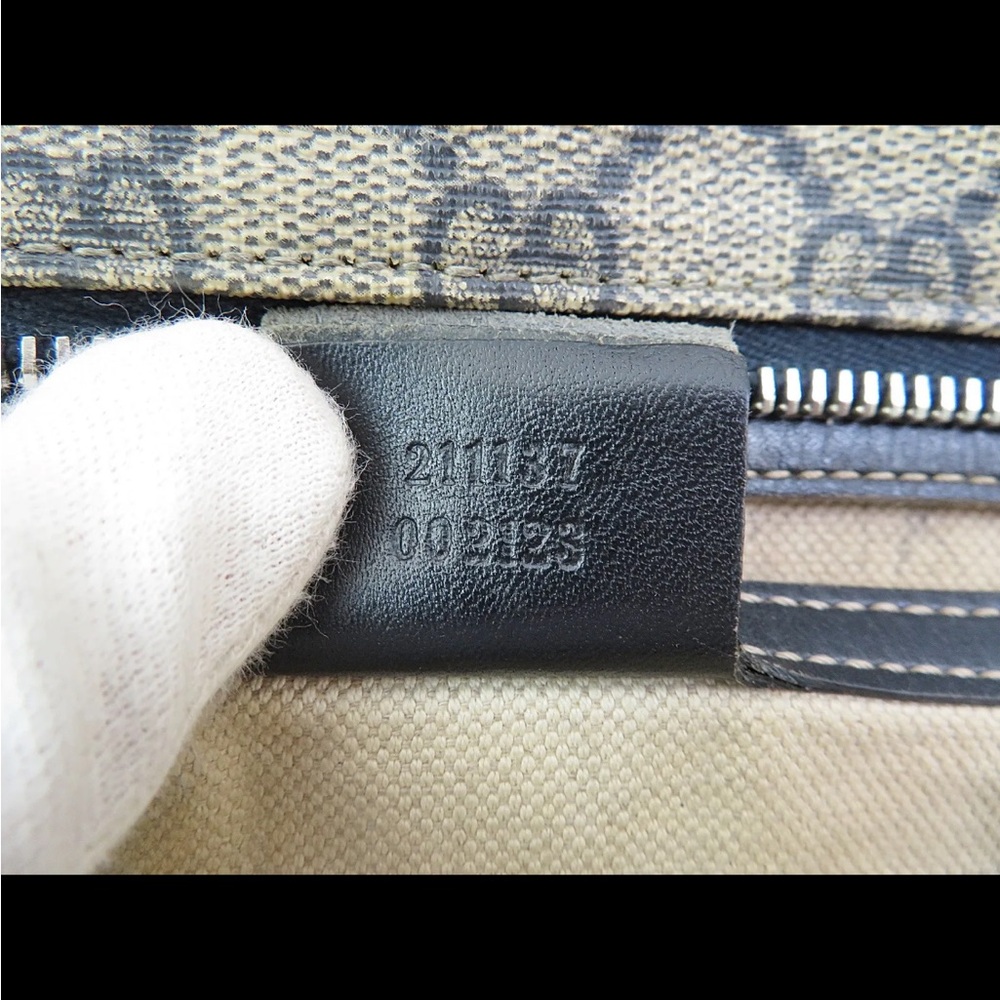 Gucci GG Supreme Monogram PVC Canvas & Leather Tote Navy - Picture 10 of 11